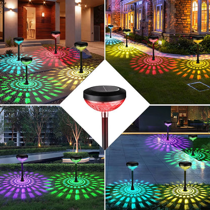 Solar Pathway Lights 6 Pack, Waterproof Solar Outdoor Lights, LED Landscape Lighting for Walkway Yard Garden Lawn Patio (Multicolor & Cool White)