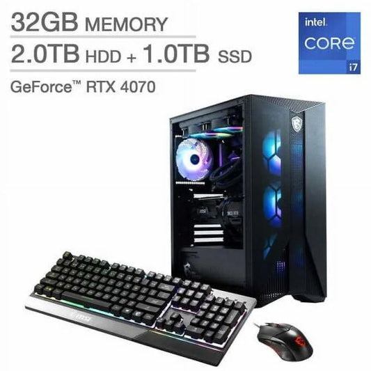 Aegis R Gaming Desktop - 13Th Gen Intel Core I7-13700F - Geforce RTX 4070 - Windows 11 PC Computer 32GB RAM 2TB HDD + 1TB SSD