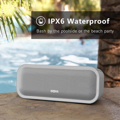 Bluetooth Speaker, Soundbox Pro+ Wireless Bluetooth Speaker with 24W Impressive Sound, Booming Bass, IPX6 Waterproof, 15Hrs Playtime, Wireless Stereo Pairing, Mixed Colors Lights, 66 FT- Grey