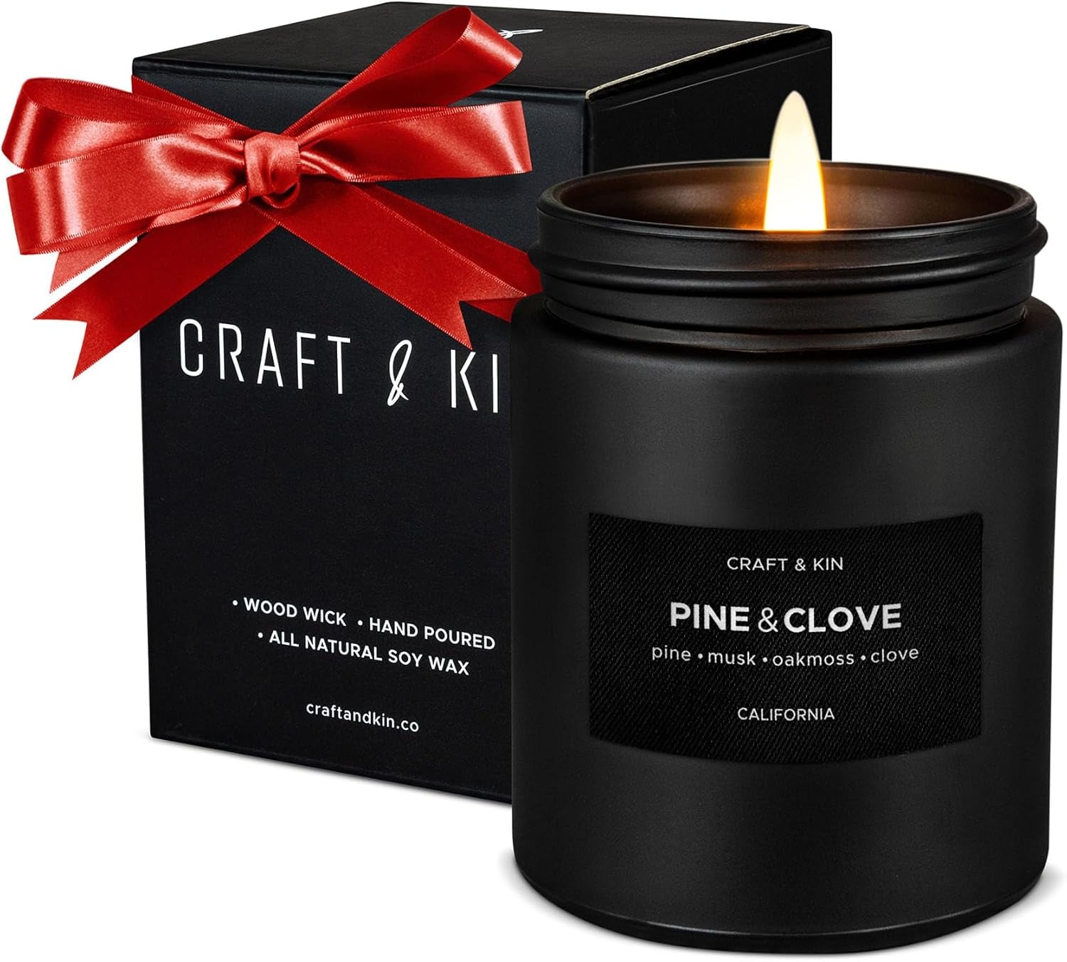 Premium Pine and Clove Candle | Scented Candles for Home | Holiday Candles | Masculine Candle | Christmas Candles | Aromatherapy Candle | Long Lasting Fragrance with 45 Hour Burn Time - 7.6Oz