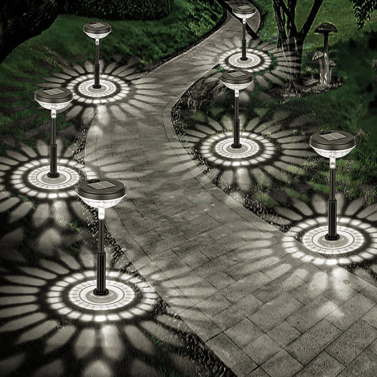 Solar Pathway Lights 6 Pack, Waterproof Solar Outdoor Lights, LED Landscape Lighting for Walkway Yard Garden Lawn Patio (Multicolor & Cool White)