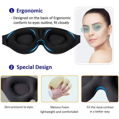 Eye Mask for Sleeping 3D Contoured Cup Blindfold Concave Molded Night Sleep Mask Block Out Light with Women Men