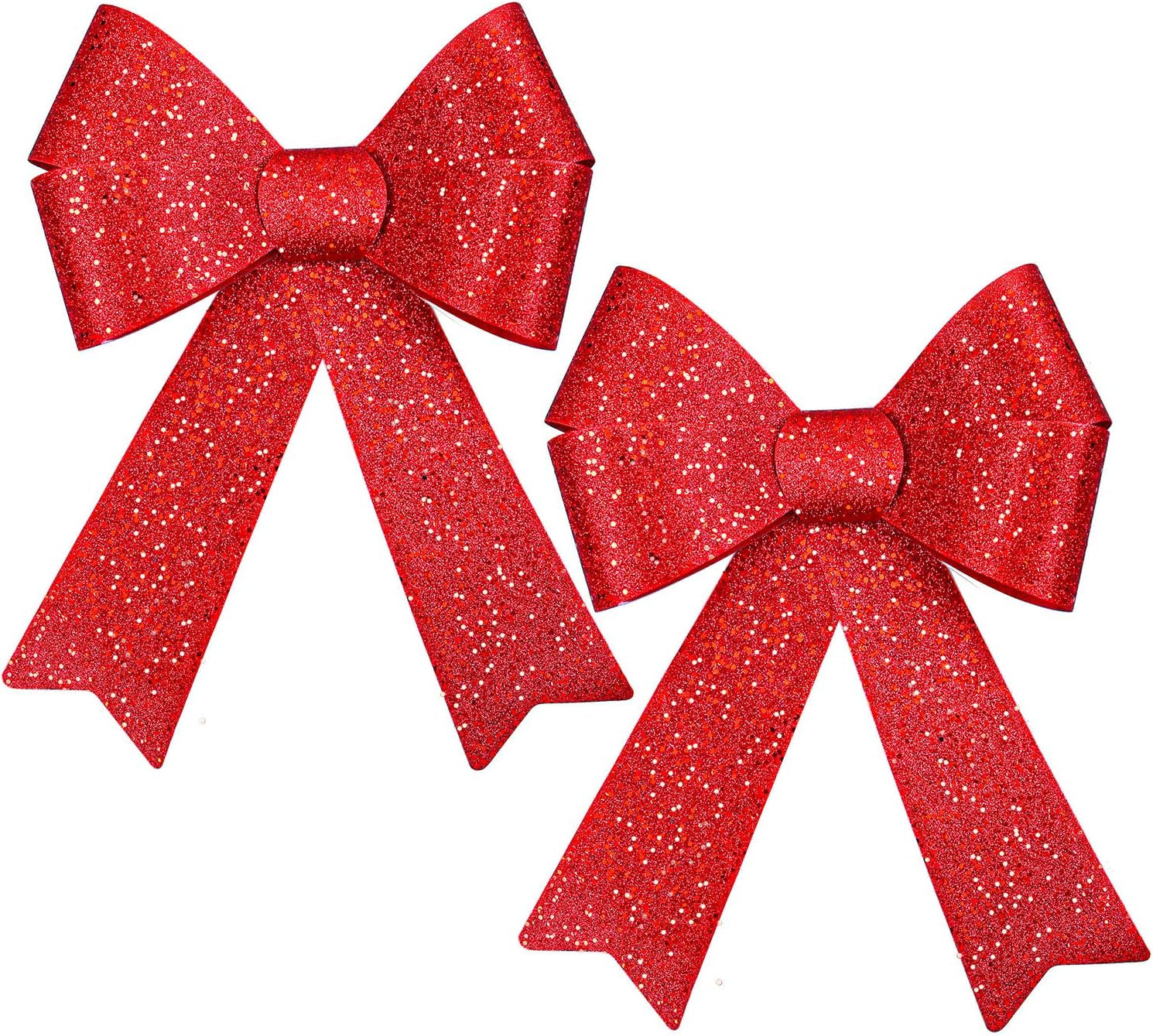 2 Pack 12 X 18 Inches Red Christmas Bows Christmas Wreaths Bows Xmas Plastic Bows for Christmas Tree, Garland and Outdoor Decoration