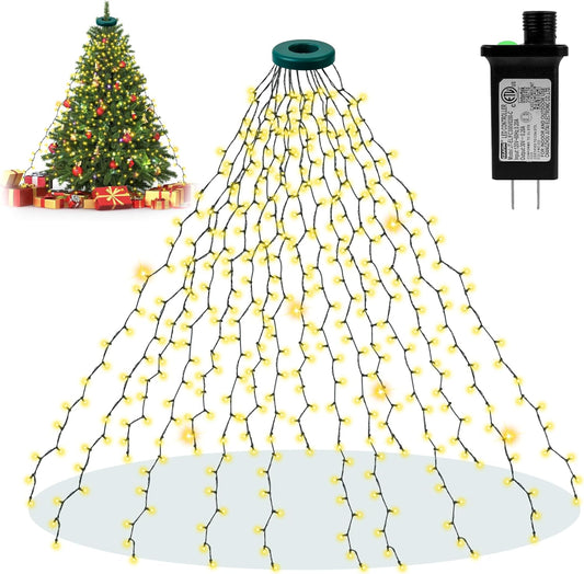 Christmas Tree Lights - Christmas Lights Indoor 400 LED 6.6FT X 16 Drop Christmas Outdoor Lights with 8 Models & Memory Function & Timer Warmwhite