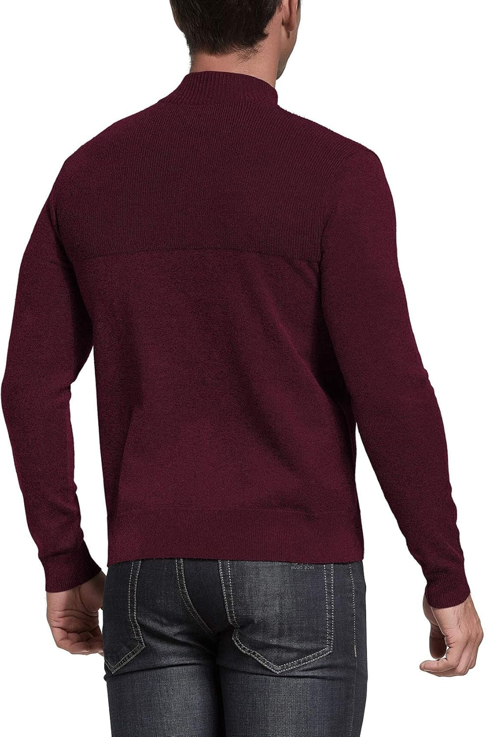 Mens Slim Fit Zip up Mock Neck Polo Sweater Casual Long Sleeve Sweater and Pullover Sweaters with Ribbing Edge