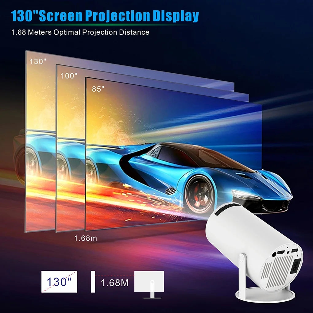 Mini Projector,Hy300 Pro Smart Projector,4K Projector with Wifi 6 and Bluetooth 5,Portable Projector with Android 11, Automatic Keystone Correction,180 Degree,130 Inch Display