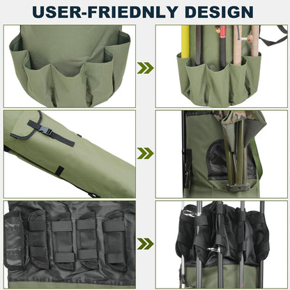 Fishing Rod Bag Pole Holder, Portable Fishing Rod Case Carrier Canvas Pole Storage Bag Travel Carry Case Waterproof Fishing Tackle Gear Organizer