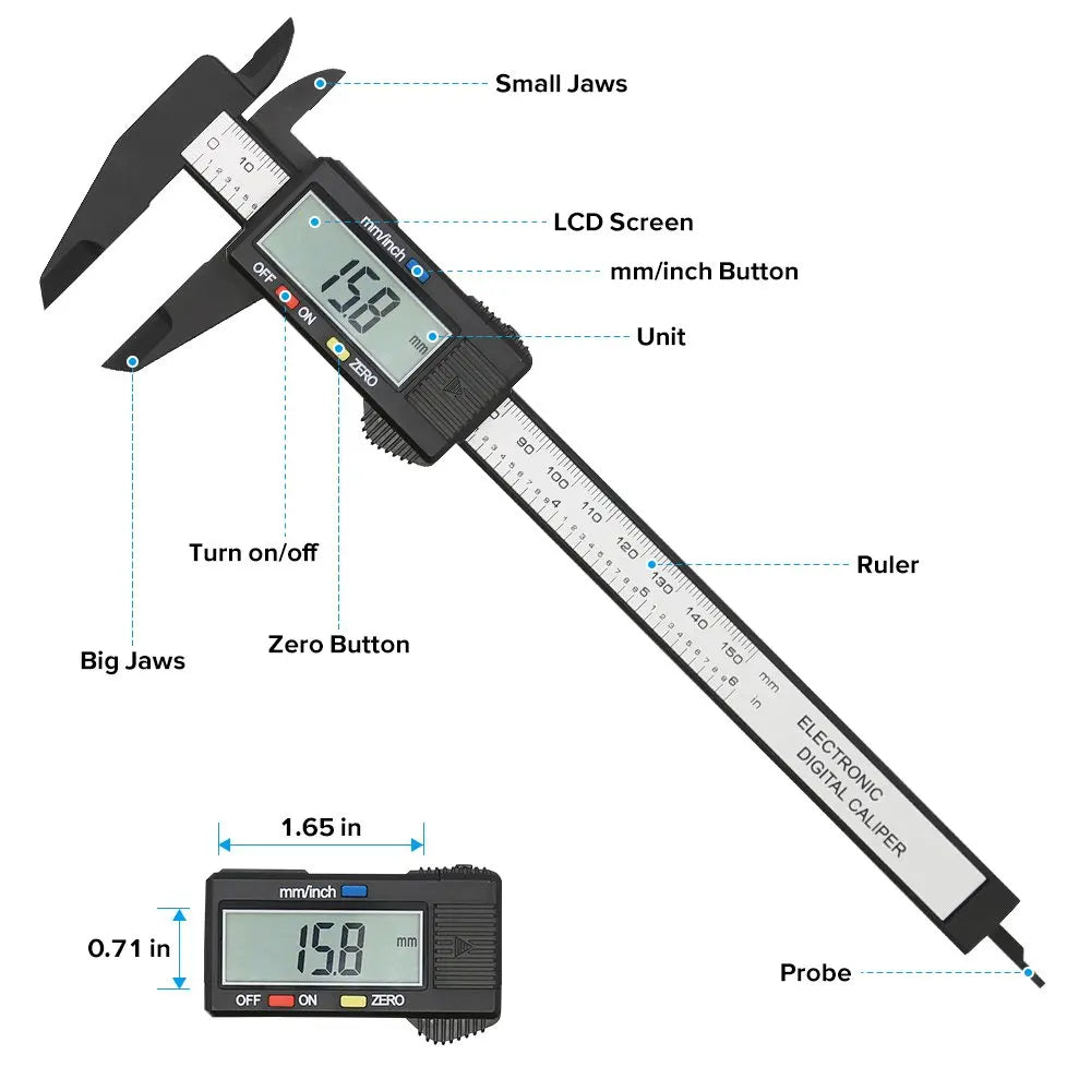 150Mm 100Mm Electronic Digital Caliper Carbon Fiber Dial Vernier Caliper Gauge Micrometer Measuring Tool Digital Ruler