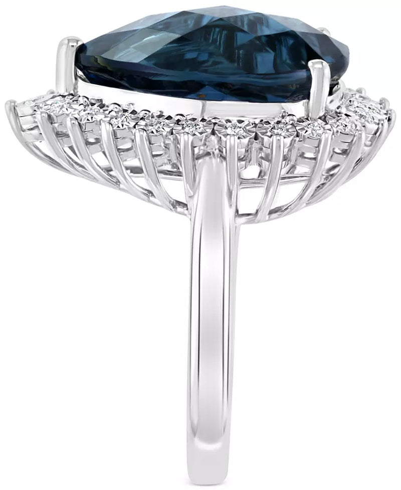 EFFYÂ® London Blue Topaz (12-3/4 Ct. T.W.) & Diamond (1/5 Ct. T.W.) Ring in 14K White Gold