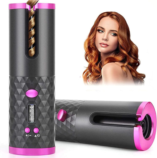 Portable Hair Curler, Auto Hair Curler, Automatic Ceramic Rotating Wireless Auto Curling Iron Wand, Portable USB Rechargeable Spinning Curling Iron Spin N Curl for Hair Styling