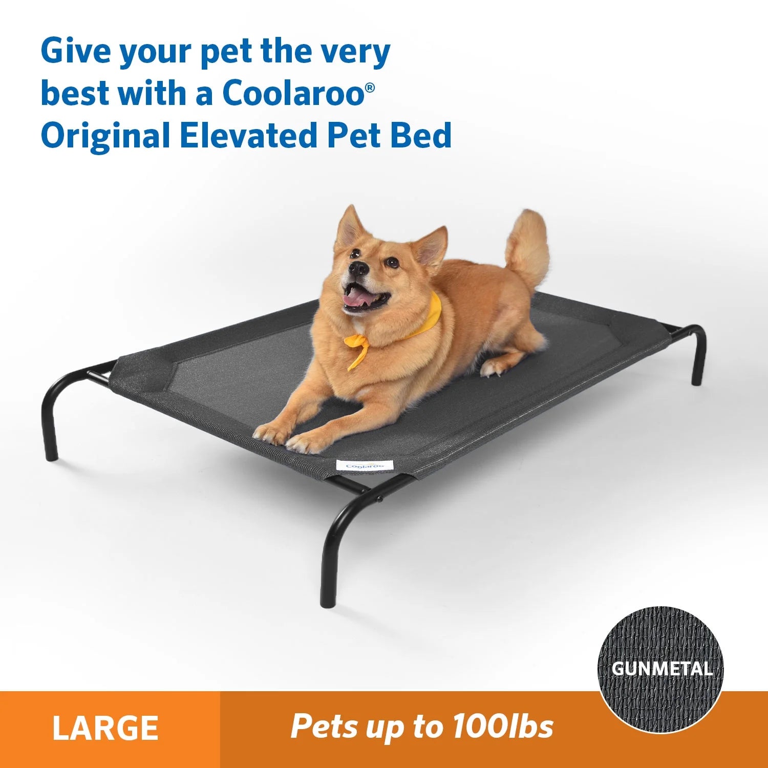 The Original  Elevated Pet Dog Bed for Indoors & Outdoors, Large, Gunmetal