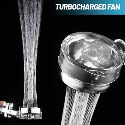 High Pressure Shower Head Adjustable 360° Rotation Turbine Water Saving Shower