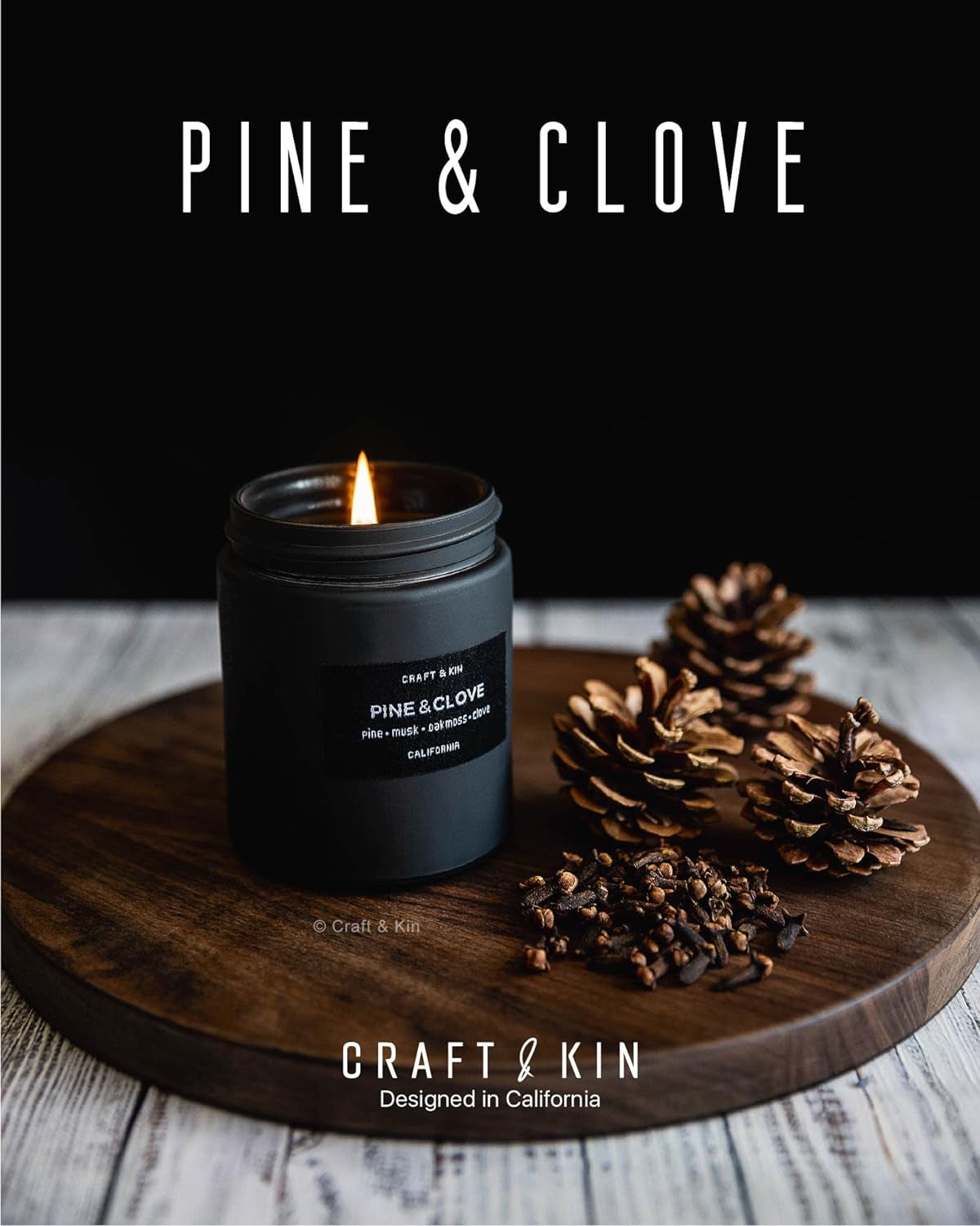 Premium Pine and Clove Candle | Scented Candles for Home | Holiday Candles | Masculine Candle | Christmas Candles | Aromatherapy Candle | Long Lasting Fragrance with 45 Hour Burn Time - 7.6Oz