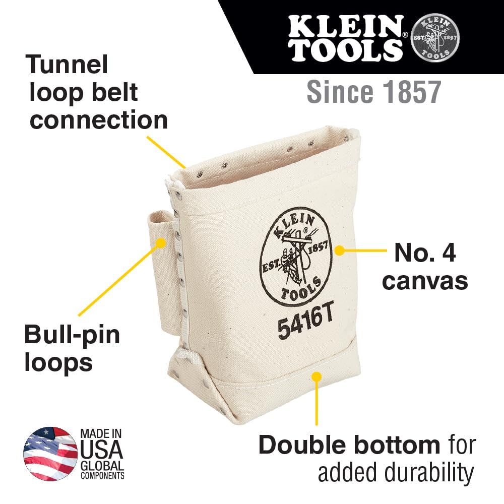 5416T Tool Bag, Bull-Pin and Bolt Pouch, No. 4 Canvas with Tunnel Connection, 5 X 10 X 9-Inch