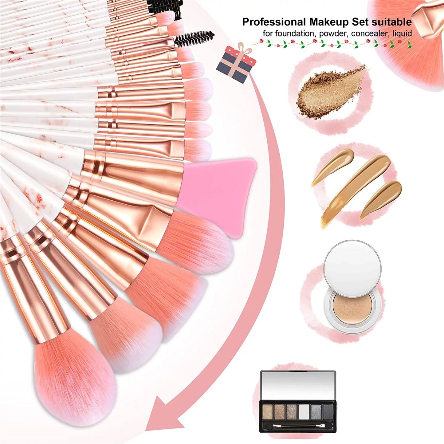 Makeup Brushes 16PCS Professional Makeup Brushes Set with 4Pcs Makeup Sponge Foundation Brush Eyeshadow Brush Lip Brush Set Make up Tool