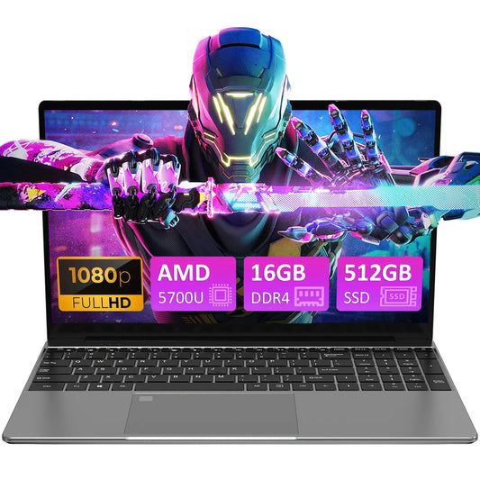 15.6" Laptop Computer W/Amd Ryzen 7 5700U up to 4.3 Ghz, 16GB RAM 512GB Nvme SSD, Windows 11 Pro Gaming Laptop, Backlit Keyboard, Fingerprint Unlock, Gray