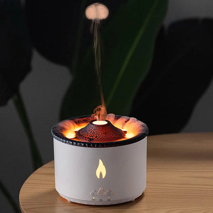 Ultrasonic Essential Oil Diffuser 2 Mist Modes Flame & Volcano Light Aromatherapy Humidifier Timer & Auto Shut-Off Aroma Diffuser for Bedroom Spa Yoga Office Gift Ideal for Women Men