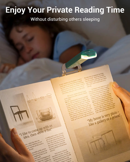 Amber Book Light, Rechargeable Book Light for Reading in Bed, Clip on Book Light, USB Charging, Brightness Adjustable, Warm White