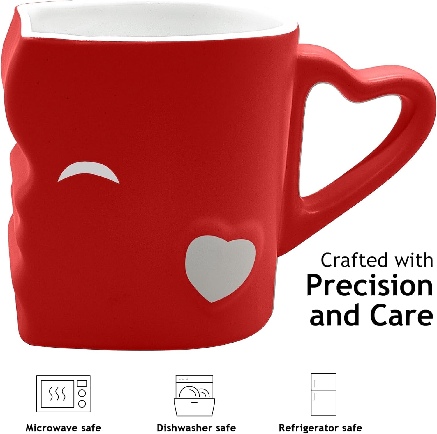 - Coffee Mugs/Kissing Mugs Set Ceramic with Gift Box (Red)