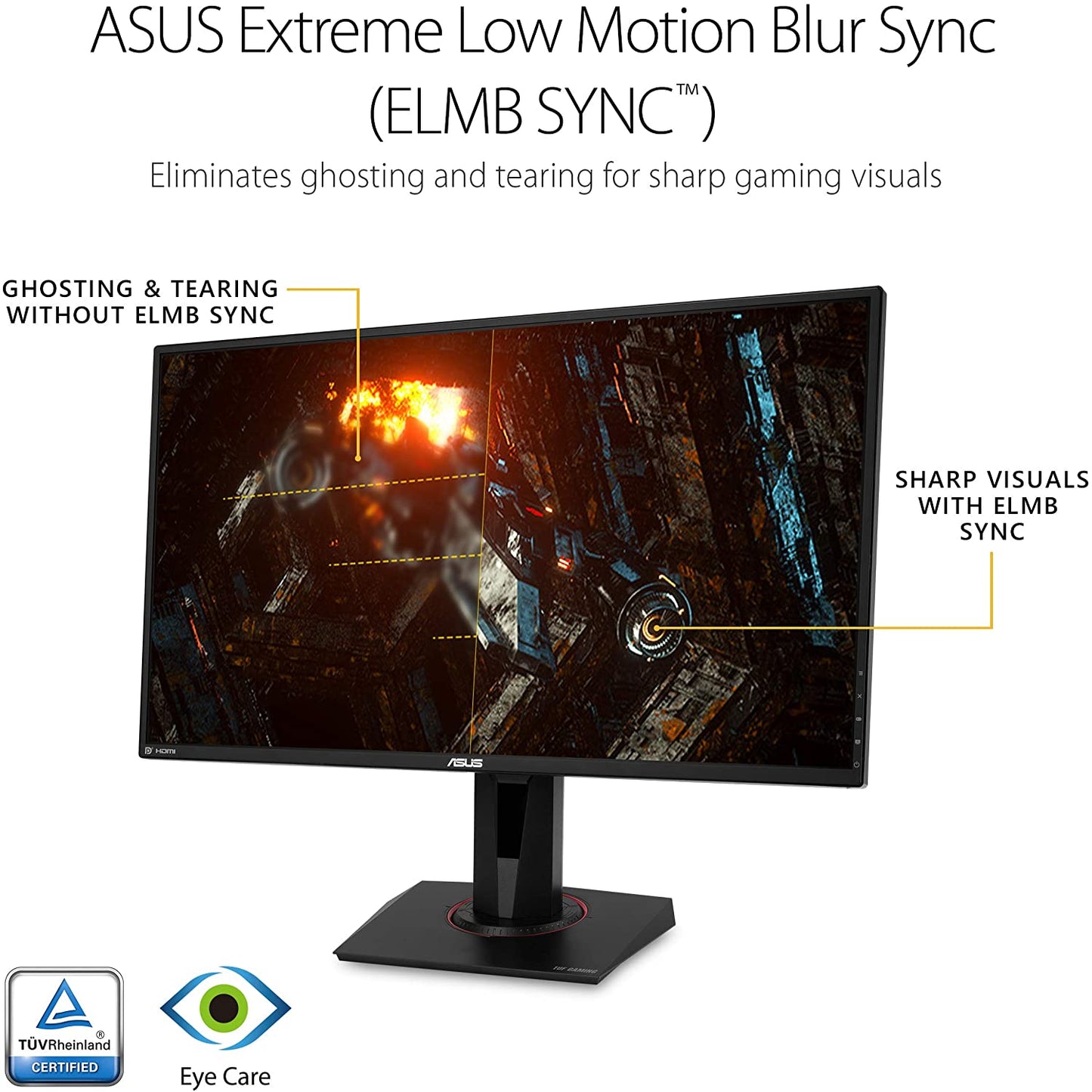 TUF Gaming 27" 2K HDR Gaming Monitor (VG27AQ) - QHD (2560 X 1440), 165Hz (Supports 144Hz), 1Ms, Extreme Low Motion Blur, Speaker, G-SYNC Compatible, VESA Mountable, Displayport, HDMI ,Black