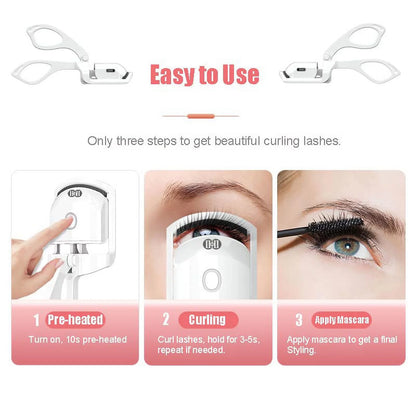 Heated Eyelash Curler – Rechargeable Electric Eyelash Curler – Long-Lasting Heated Lash Curler for Natural Lashes – Handheld Eyelash Heated Curler with Quick Pre-Heat