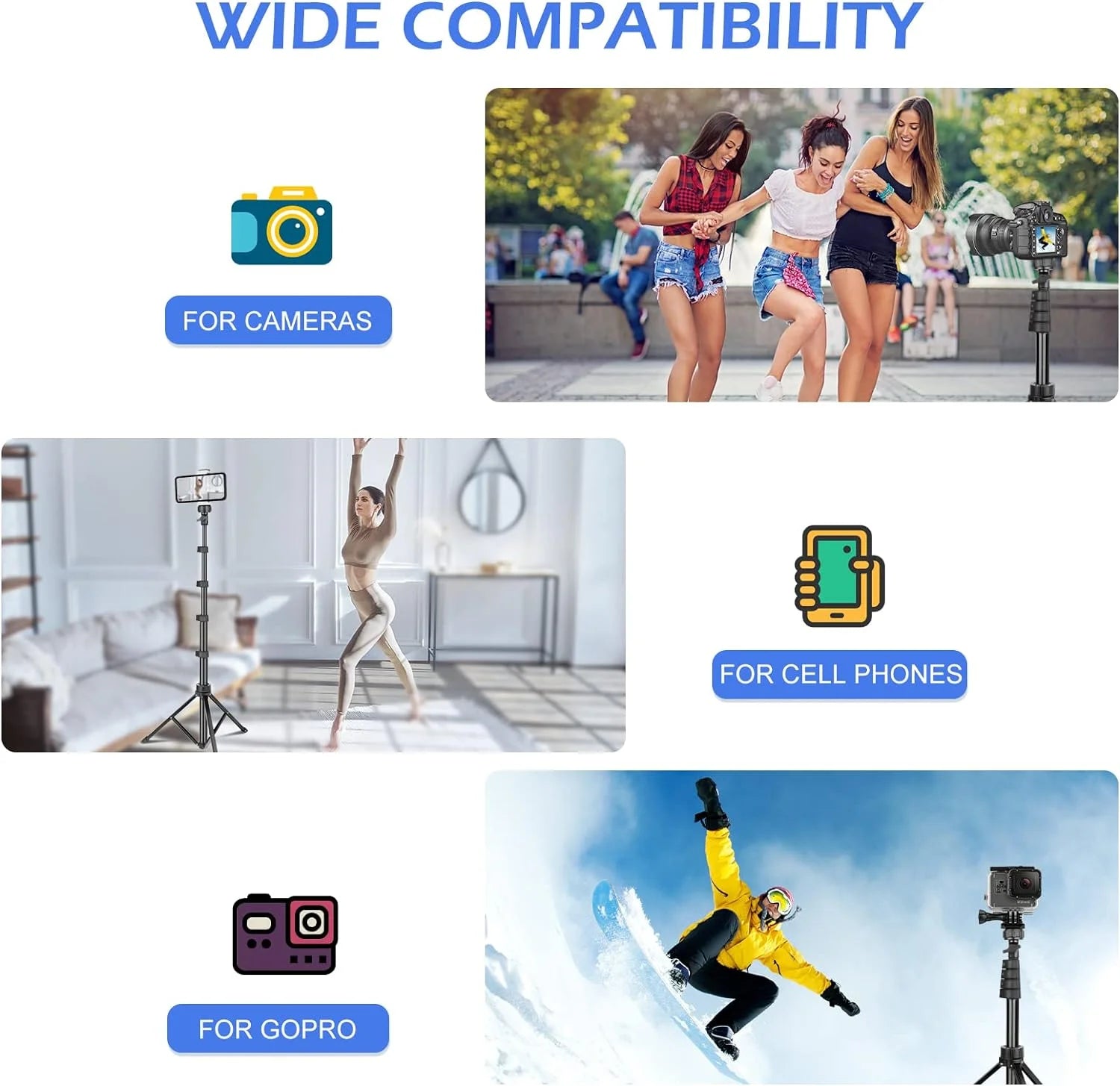 Innotech 62" Phone Tripod & Selfie Stick, Extendable Cell Phone Tripod Stand with Wireless Remote and Phone Holder, Compatible with Iphone Android Phone, Camera