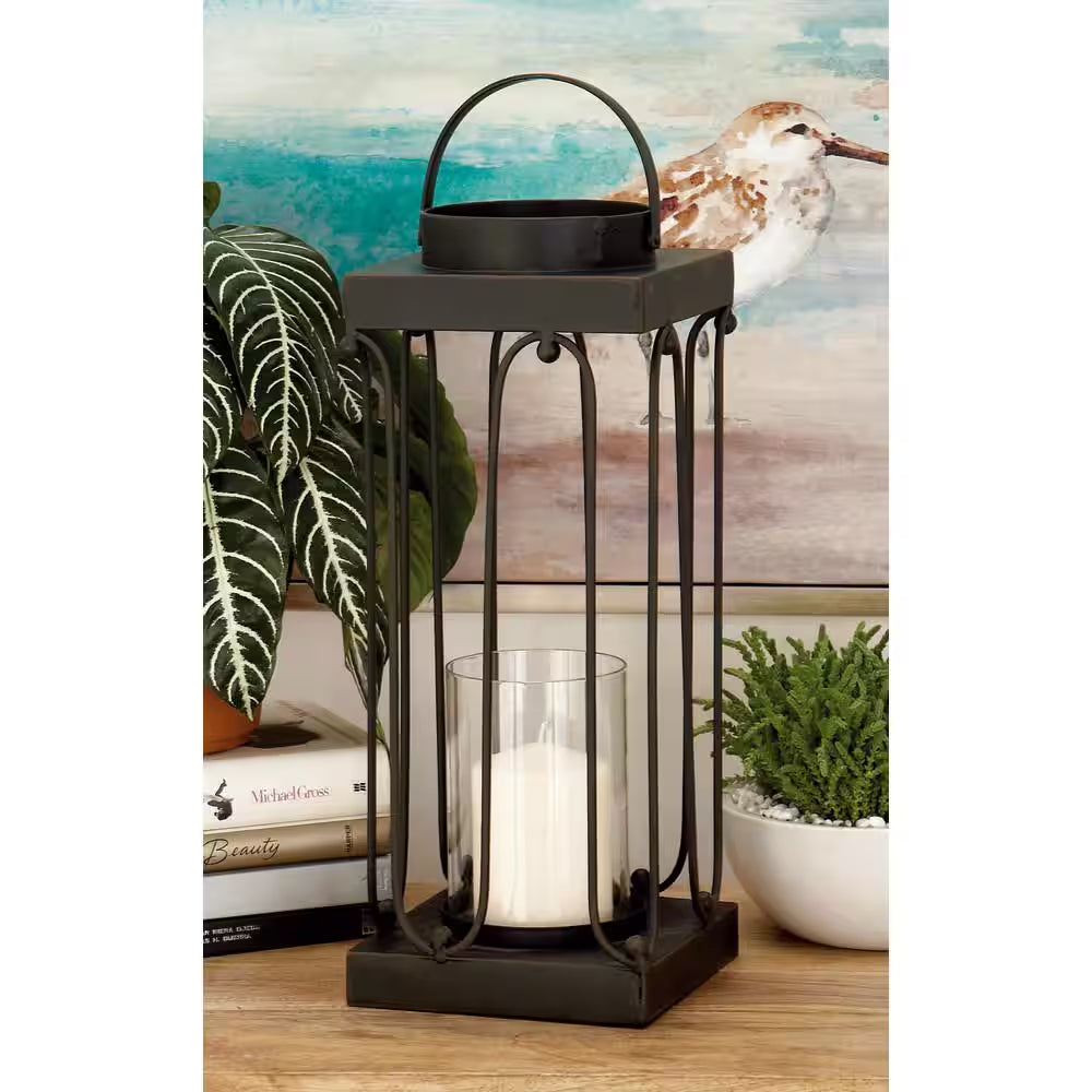 Black Metal Decorative Candle Lantern (Set of 2)