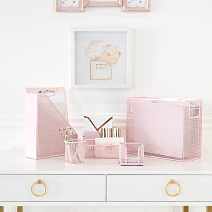 5 Piece Pink Office Supplies Desk Organizer Set