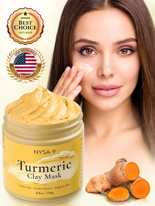 Turmeric Clay Face Mask W/ Bentonite for Skin Care Facial Beauty Reduce Acne and Scars Mask, Boosts Circulation, Skin Brightening Mask Deep Clean Pore by