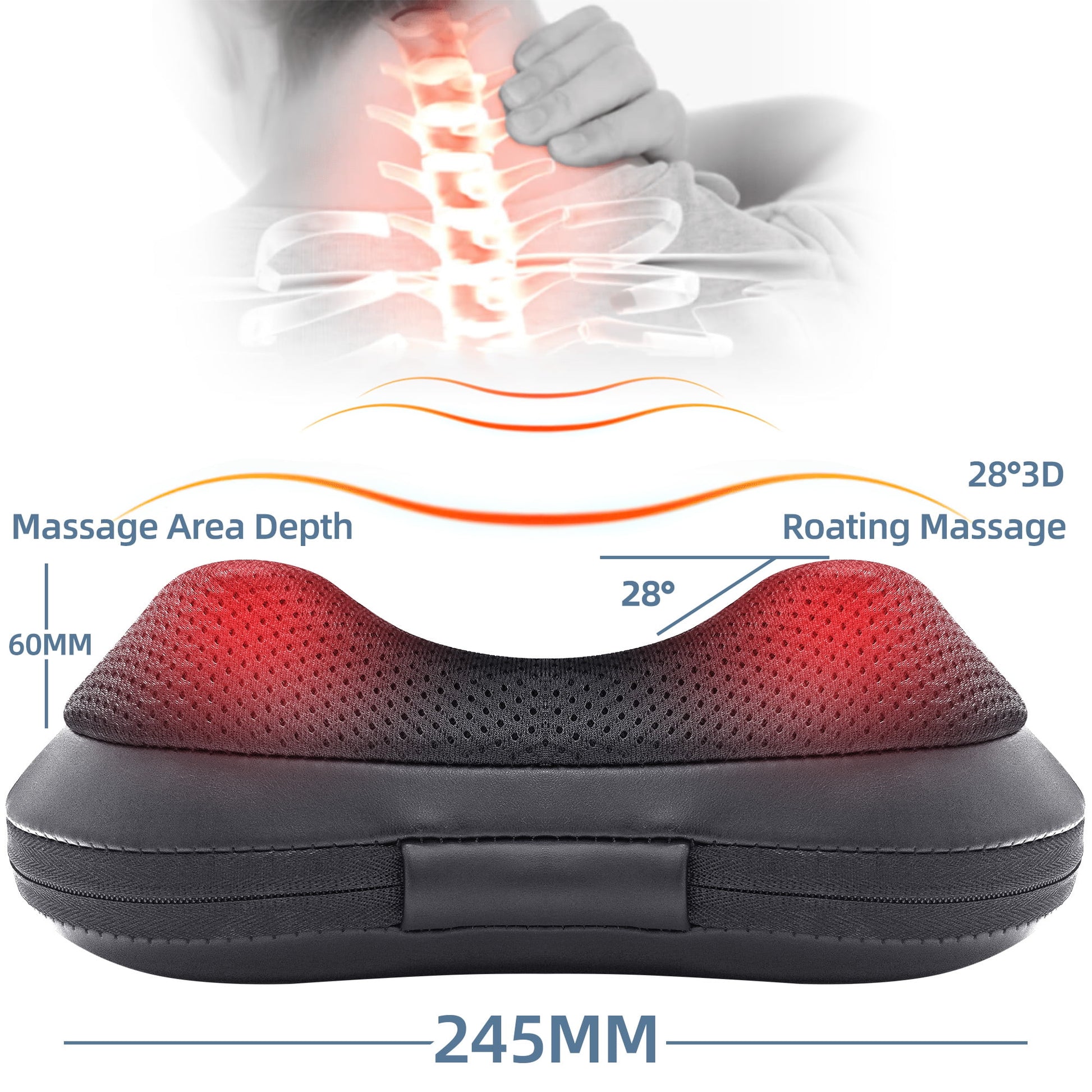 Shiatsu Back Massager with Heat,Deep Tissue Kneading,Electric Back Massage Pillow Neck Massager for Home, Office, and Car