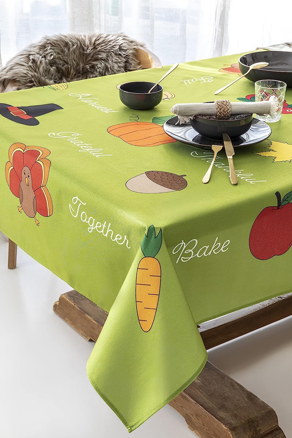 Thanksgiving Tablecloth (59" X 86", Thanksgiving)