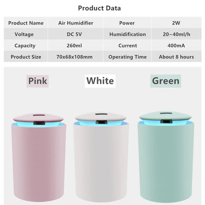 Electric Air Humidifier with LED Night Air Diffuser Aroma Oil Humidifier Home Defuser LED Night Light Up