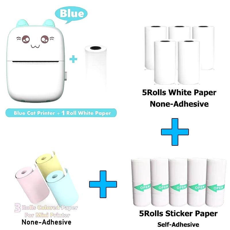 Mini Photo Pocket Printer Portable Ink-Free Thermal 57Mm Sticker Trans Paper Wireless BT 200Dpi Android IOS Printing Machine