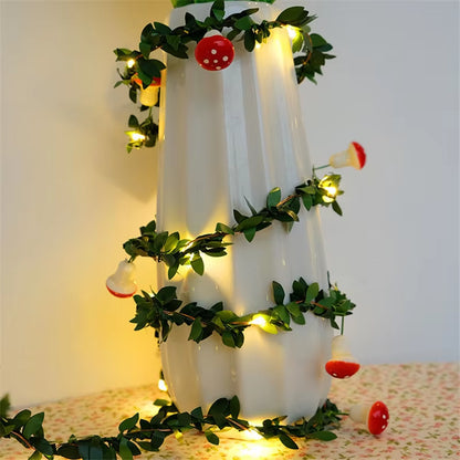 Flower Green Leaf String Lights Artificial Vine Fairy Lights Battery Powered Christmas Tree Garland Light for Weeding Home Decor