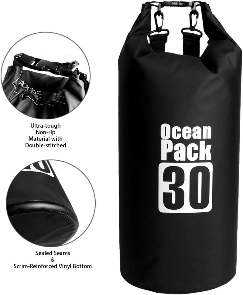 Dry Sack/Floating Waterproof Bag 2L/5L/10L/20L/30L for Boating, Kayaking, Hiking, Snowboarding, Camping, Rafting, Fishing and Backpacking