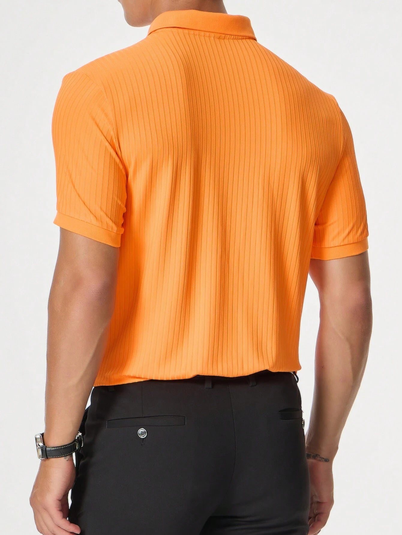 Manfinity Homme Men Ribbed Knit Polo Shirt