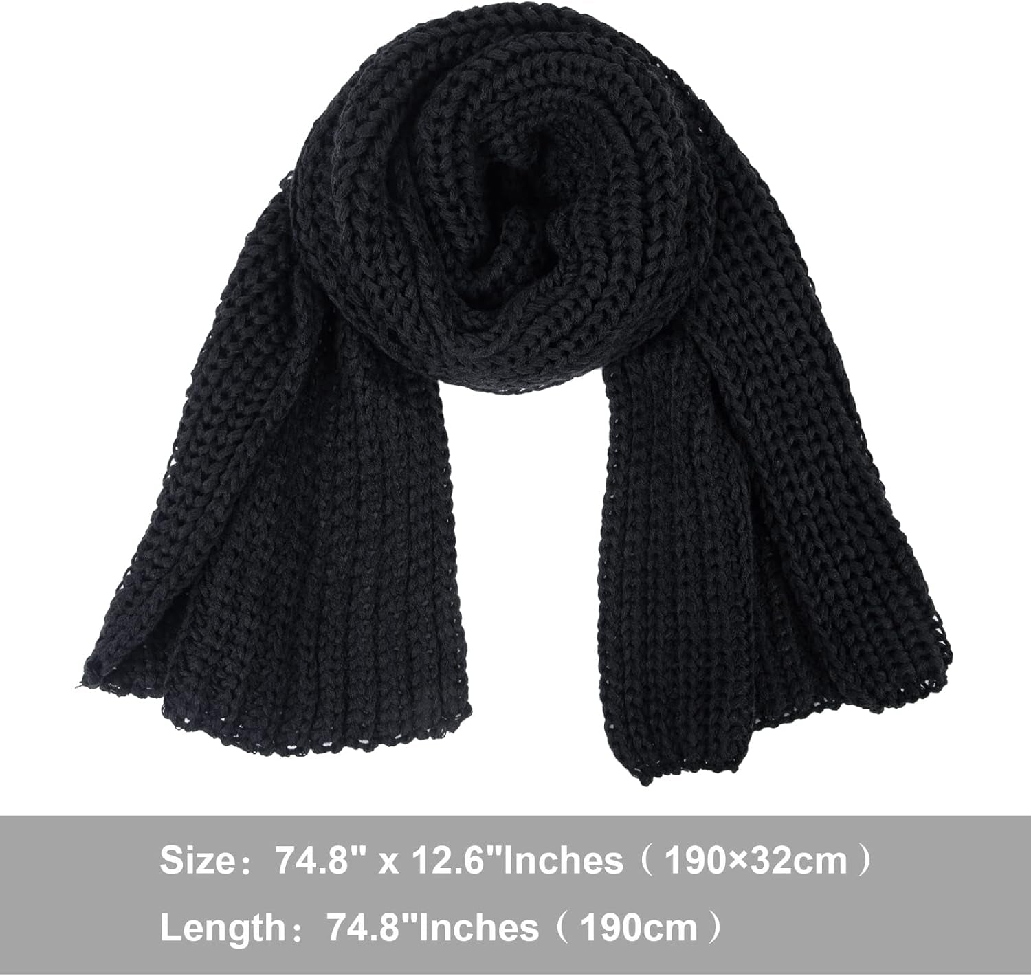 Women and Mens Winter Thick Cable Knit Wrap Chunky Long Warm Scarf