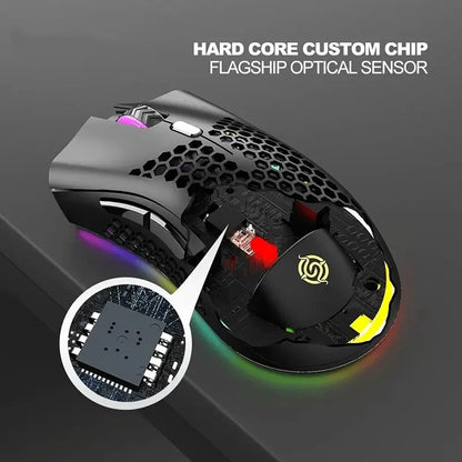 BM600 Rechargeable Gaming Mouse USB 2.4G Wireless RGB Light Honeycomb Gaming Mouse Desktop PC Computers Notebook Laptop Mice