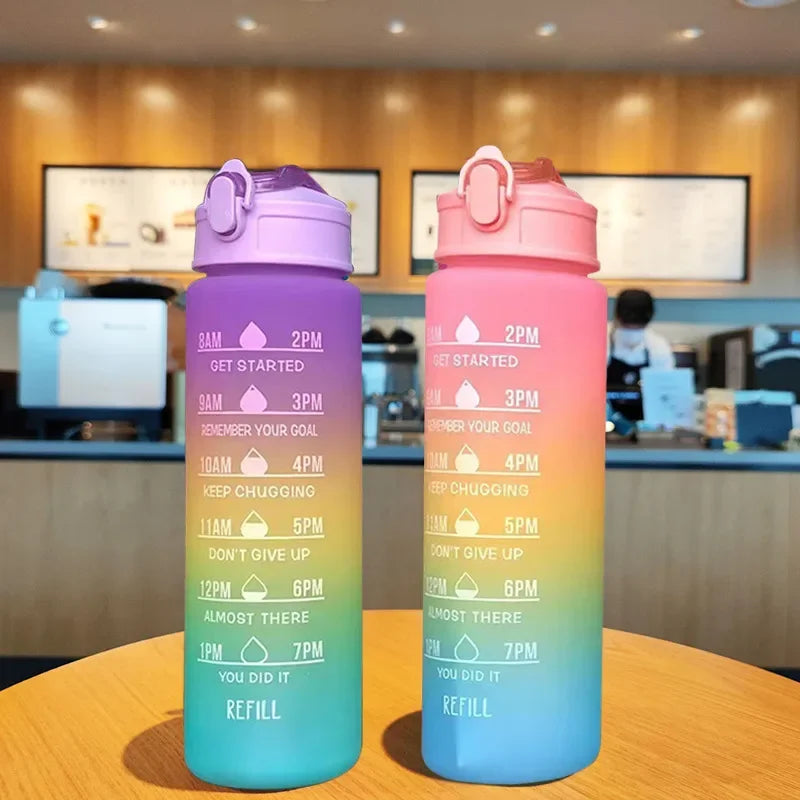 900Ml Water Bottle Motivational Sport Water Bottle Leakproof Drinking Bottles Outdoor Sports Travel Kettle Drinking Water Bottle