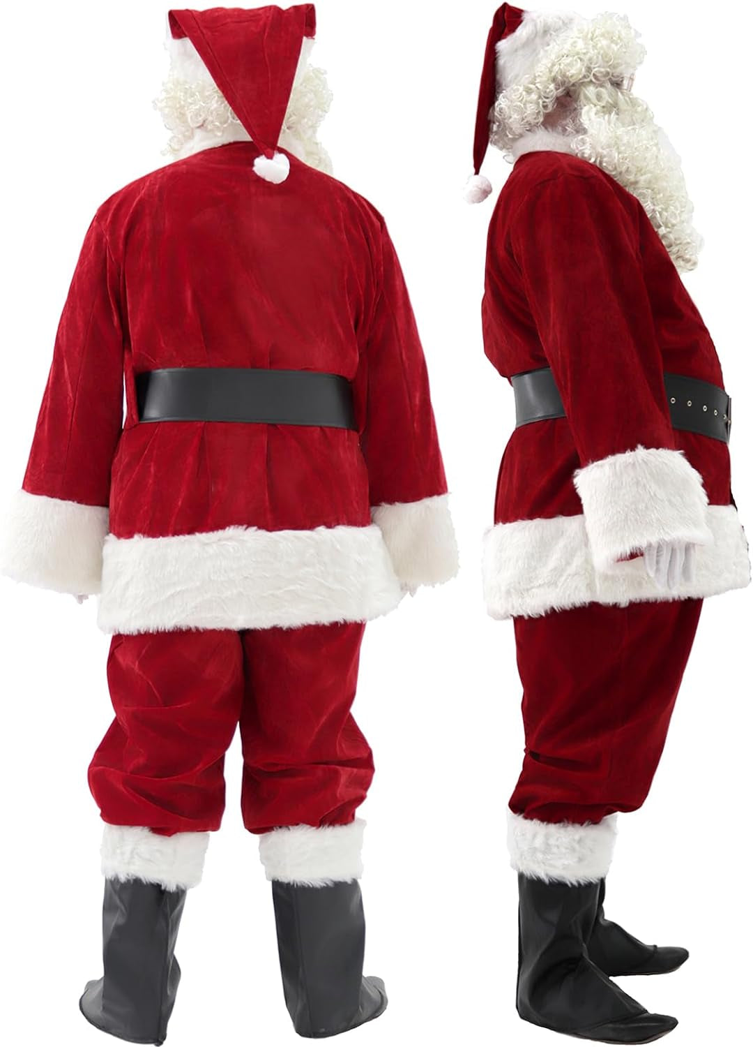 Men'S Deluxe Santa Suit 11Pc. Christmas Ultra Velvet Adult Santa Claus Costume