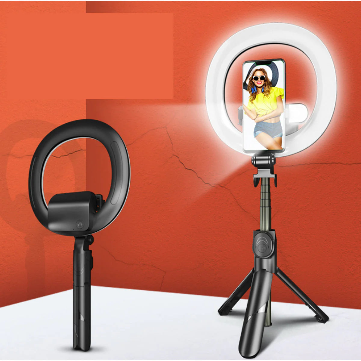 Self Video Portrait Soft Halo Light Stand with Dual LED Light and Bluetooth Remote