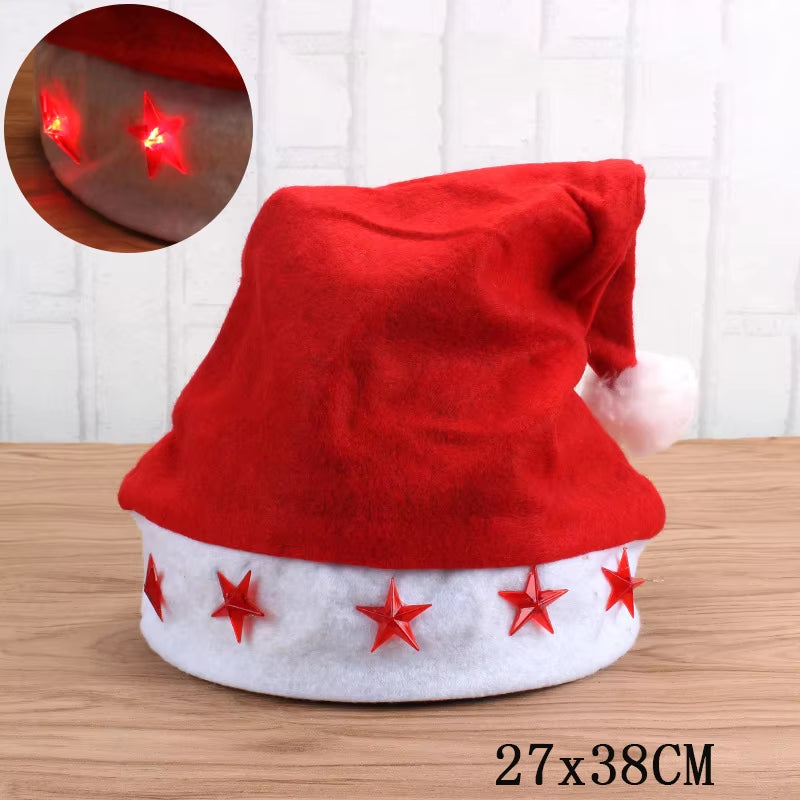 New Style! LED Christmas Hat Beanie Light up Illuminate Warm Hat 48 Patterns New Year Snowman Sweater Hat Christmas Decorations