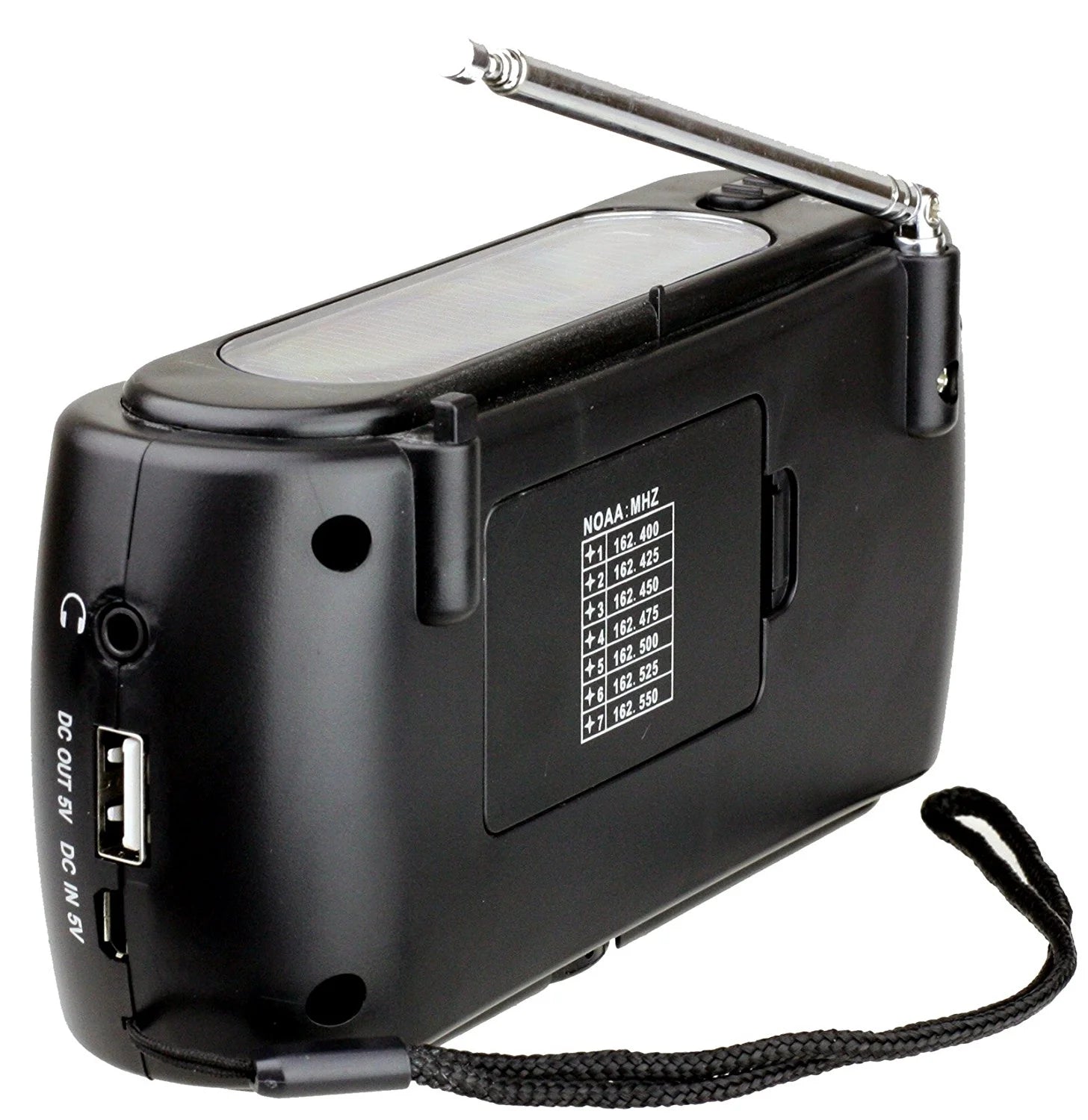 KA332W Portable Hand Crank Solar AM FM NOAA Weather Radio with 3-LED Flashlight - Black