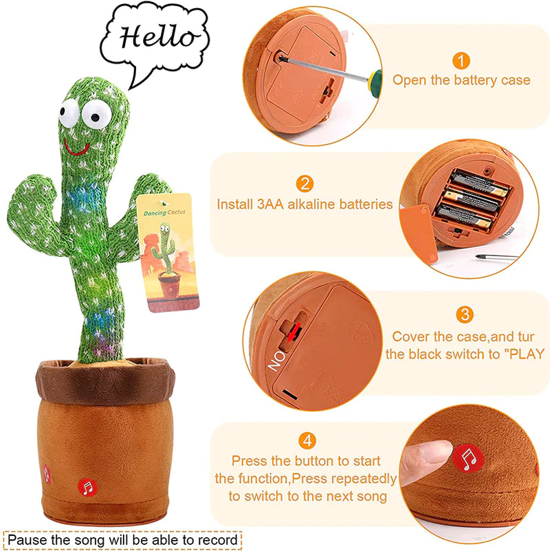 Dancing Cactus Plush Toy Doll Electronic Recording Shake with Song Funny Gift US