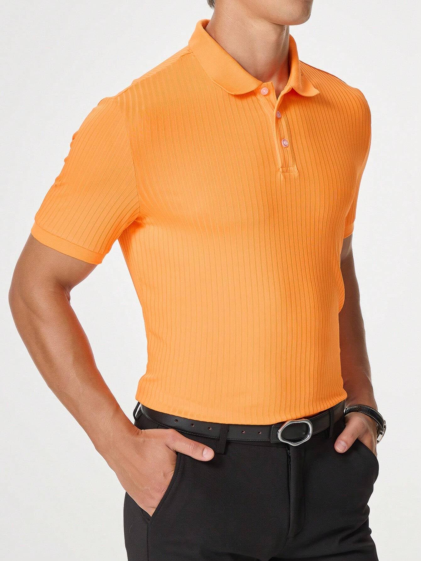 Manfinity Homme Men Ribbed Knit Polo Shirt