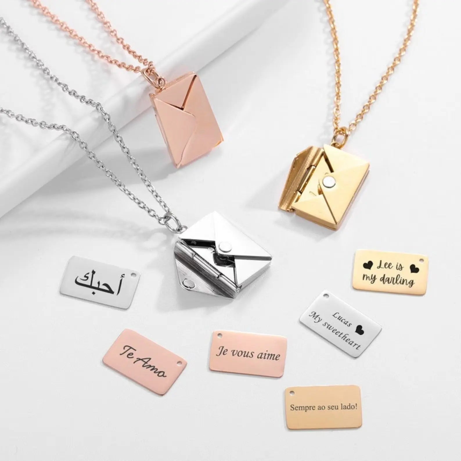 Envelope Necklace with Message - Message Necklace