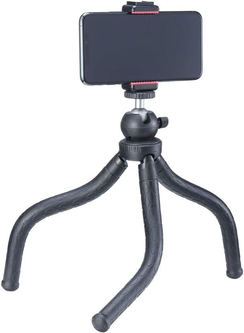 ST-07 Phone Tripod Mount with Cold Shoe Mount for Microphone LED Video Light 1/4'' Tripod Screw for Iphone 11/Pro/Pro Max XS Max XR X 8 7 plus Samsung Galaxy Oneplus Google Pixel Vlog Vlogging