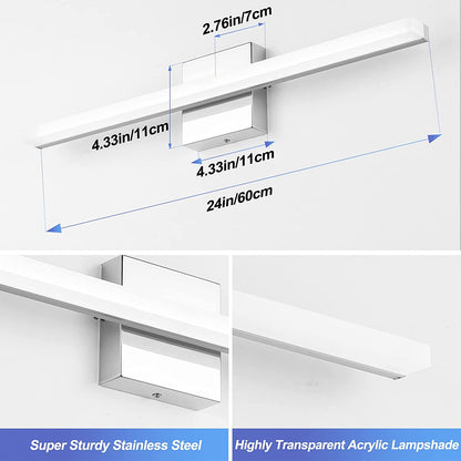 LED Vanity Lights Bar 24 Inch Bathroom Light Fixtures 14W IP44 over Mirror Lighting Indoor Wall Sconces Modern Cool White 6000K for Washroom