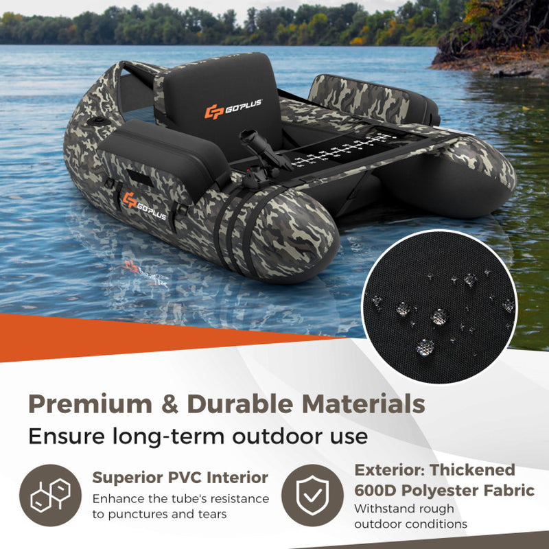 Inflatable Fishing Float with Adjustable Straps & Storage Pockets-Camouflage