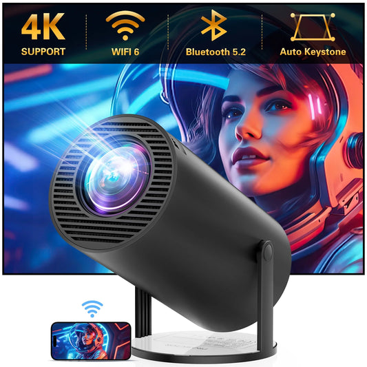 4K Mini Projector with Wifi and Bluetooth, 180° Rotation & Auto Keystone, Full HD 1080P Supported, Portable Outdoor Projector